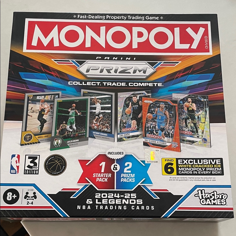 Hasbro Monopoly Panini Prizm NBA Card Game - Red and Blue